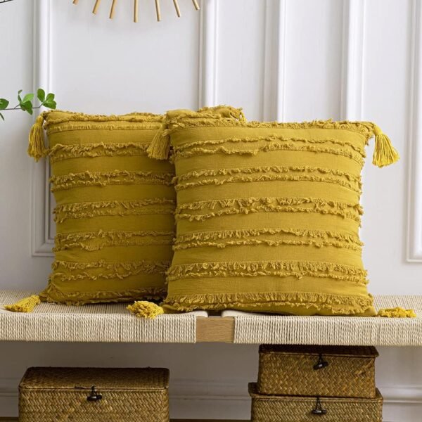Boho Yellow Striped Jacquard cushions