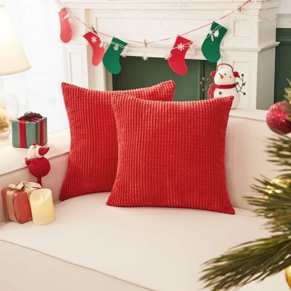 Striped Corduroy Throw Cushions